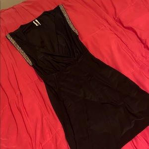 Black dress with gold and silver sleeves